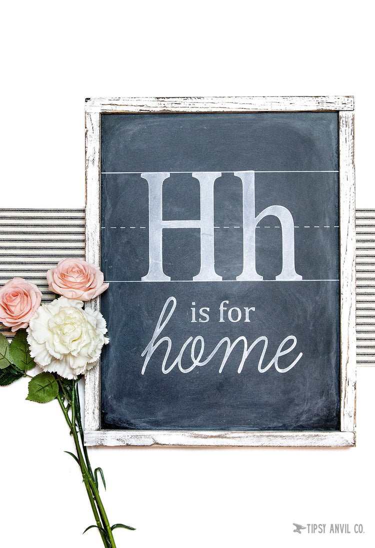 H is for Home Chalkboard Style Wood Sign 18x14