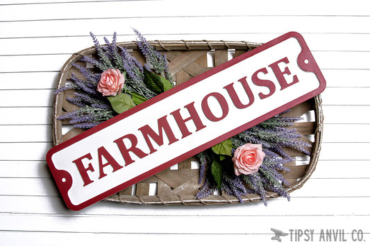 Farmhouse Embossed Wood Sign 25x6