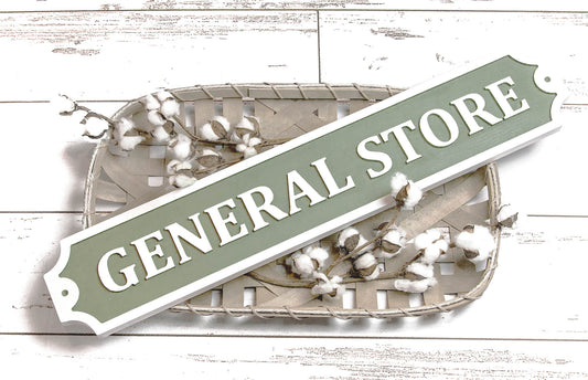 General Store Embossed Wood Sign 32x6
