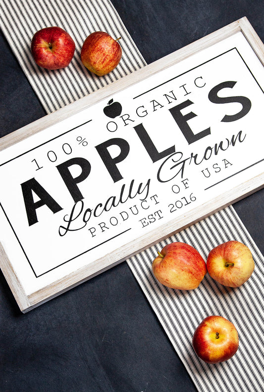 Locally Grown Apples Wood Sign
