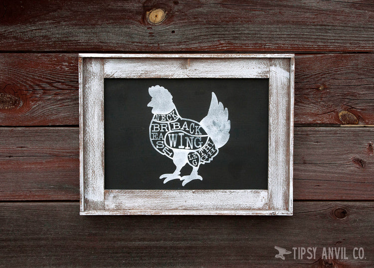 Poultry Butcher Cut Wood Wall Sign 16x11.5